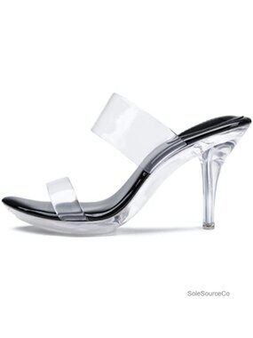 Clear Heels for Women Transparent Stiletto Sandals Open Toe Platform Mule